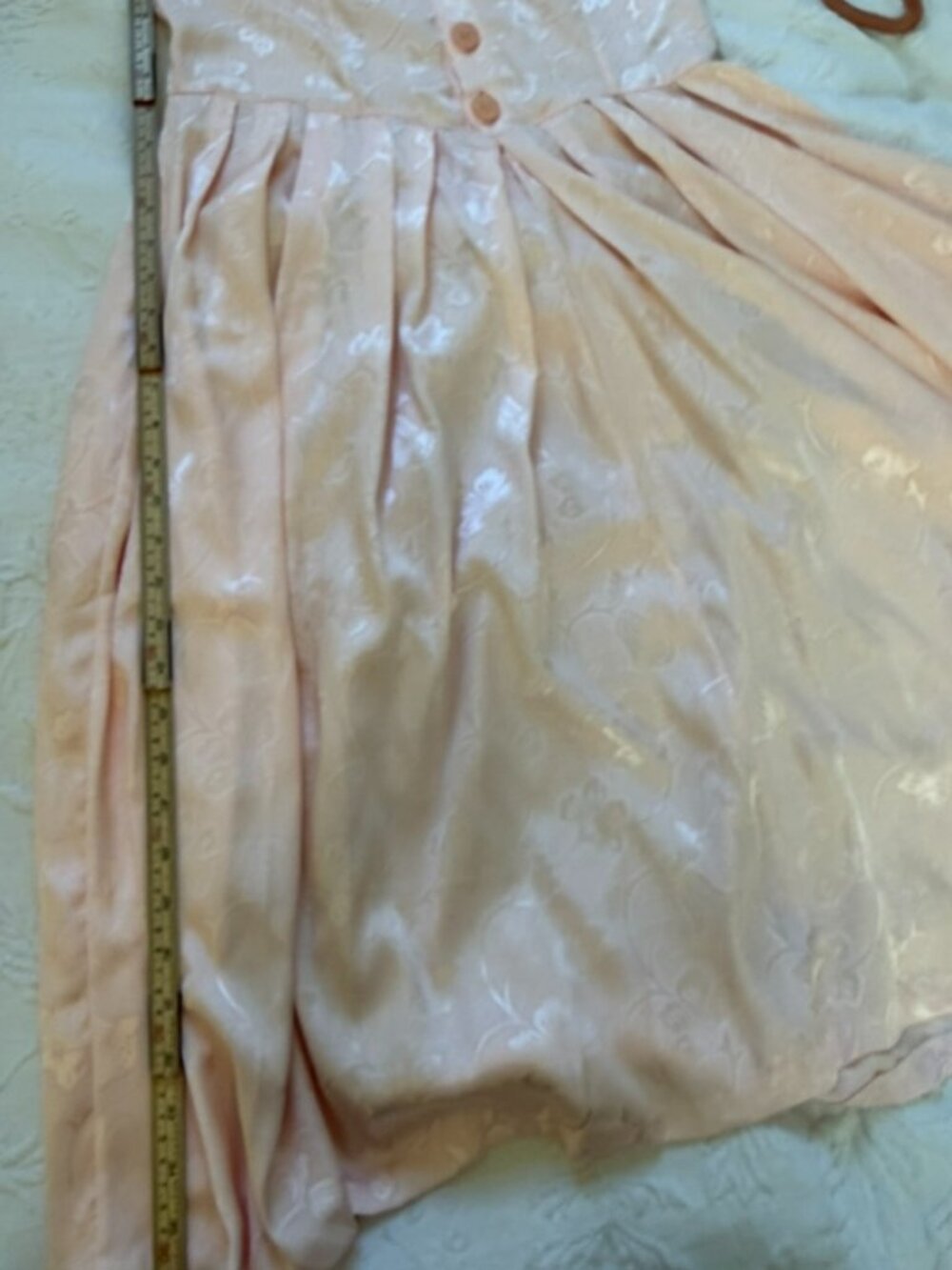 Vintage Handmade Blush Pink Floral Jacquard Coquette Midi Dress Size M - Picture 10 of 15